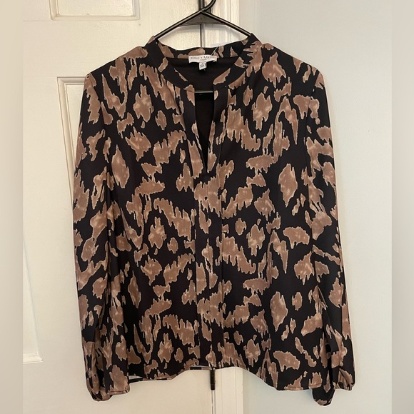 Koko + Mason Tops - NWT Koko + Mason women’s animal print blouse black and tan size small
